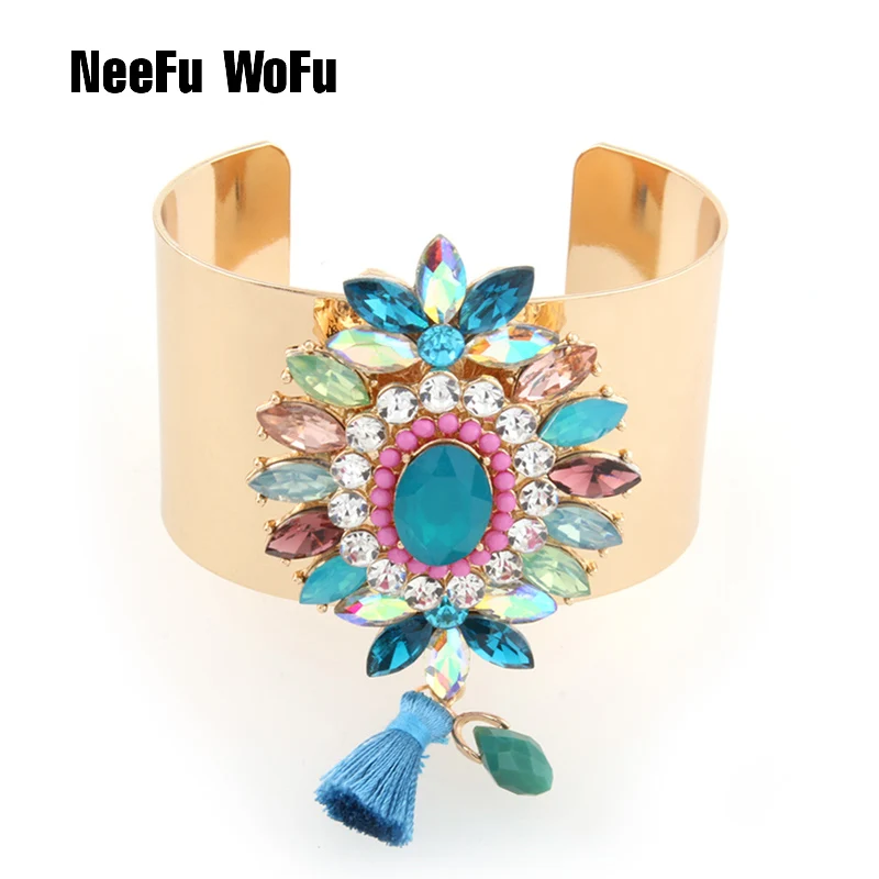 NeeFuWoFu New Crystal Glass Bracelets Copper bangles for women Fashion luxury Jewelry charm new brand collection full pave | Украшения и