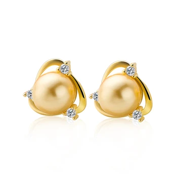 

Wholesale Pearls Earrings Jewelry Sterling Silver Pearl Stud Women 18K Gold Plated Wedding Pearls 925 Wedding Earrings with Box