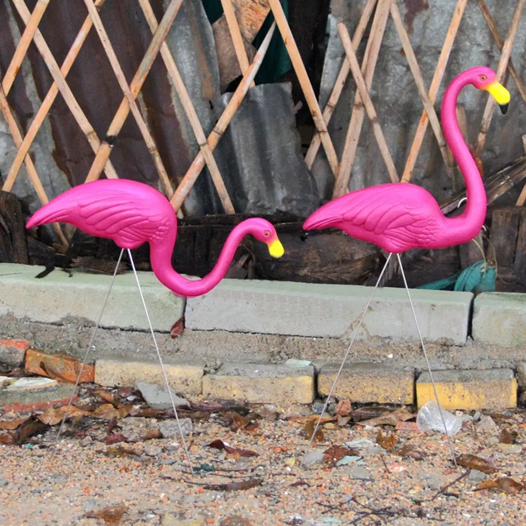Pink Looking Up Flamingo Lawn Figurine Garden Grassland Ornament Decoration