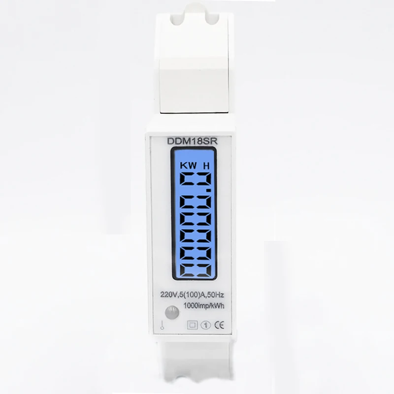 

Single phase Two wire RS485 MODBUS protocol LCD backlit display 220V/230V 50Hz/60Hz Din Rail wattmeter energy meter watt meter