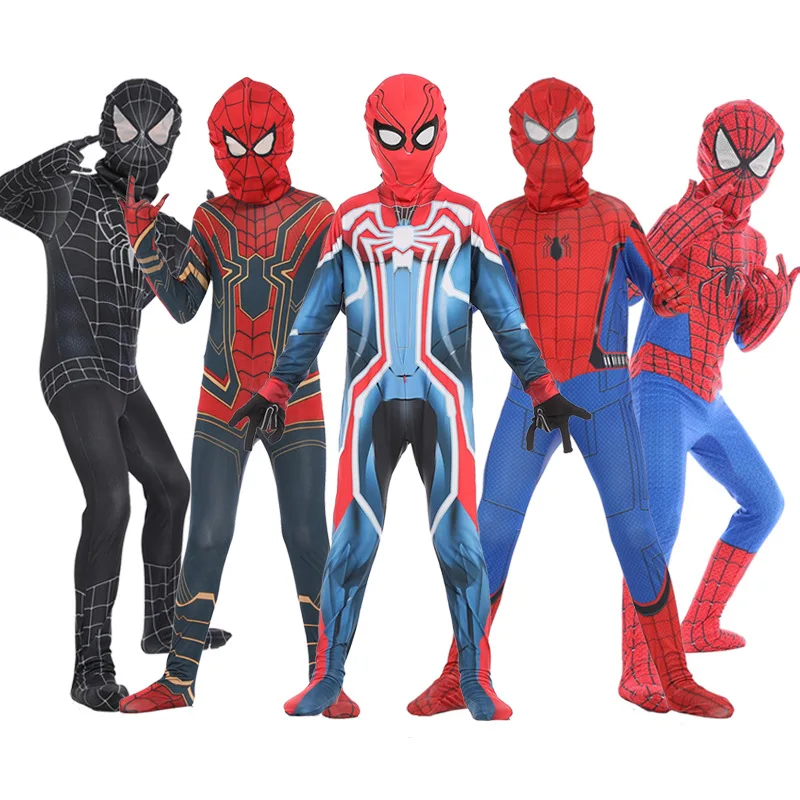 Black Spiderman Costume Spider Man Suit Spider-man Costumes Adults Children Kids Spider-Man Cosplay Clothing