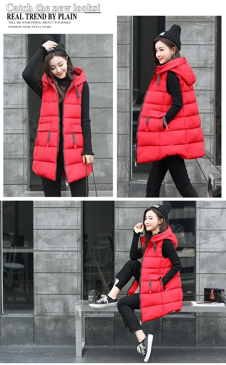 Women Jacket Winter Cotton Padded Vest Coats Long Hooded Women Coat And Jacket Sleeveless Outwear Clothing Plus Size 4XL CH657 (4)