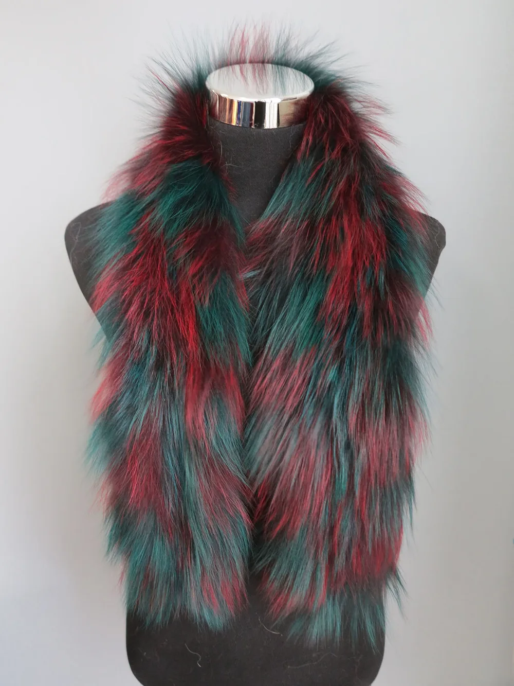 Braid 100% Real fox fur scarf / cape100cm*14cm SHIPPING red mixed green