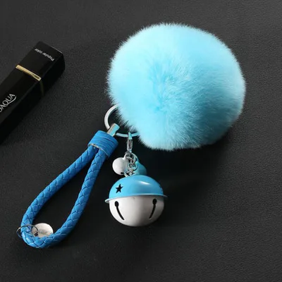 Плюшевые брелоки простые меховые помпон, подвеска из искусственного меха животных Kawaii брелоки для женщин автомобильный мешок брелок игрушка - Цвет: Blue
