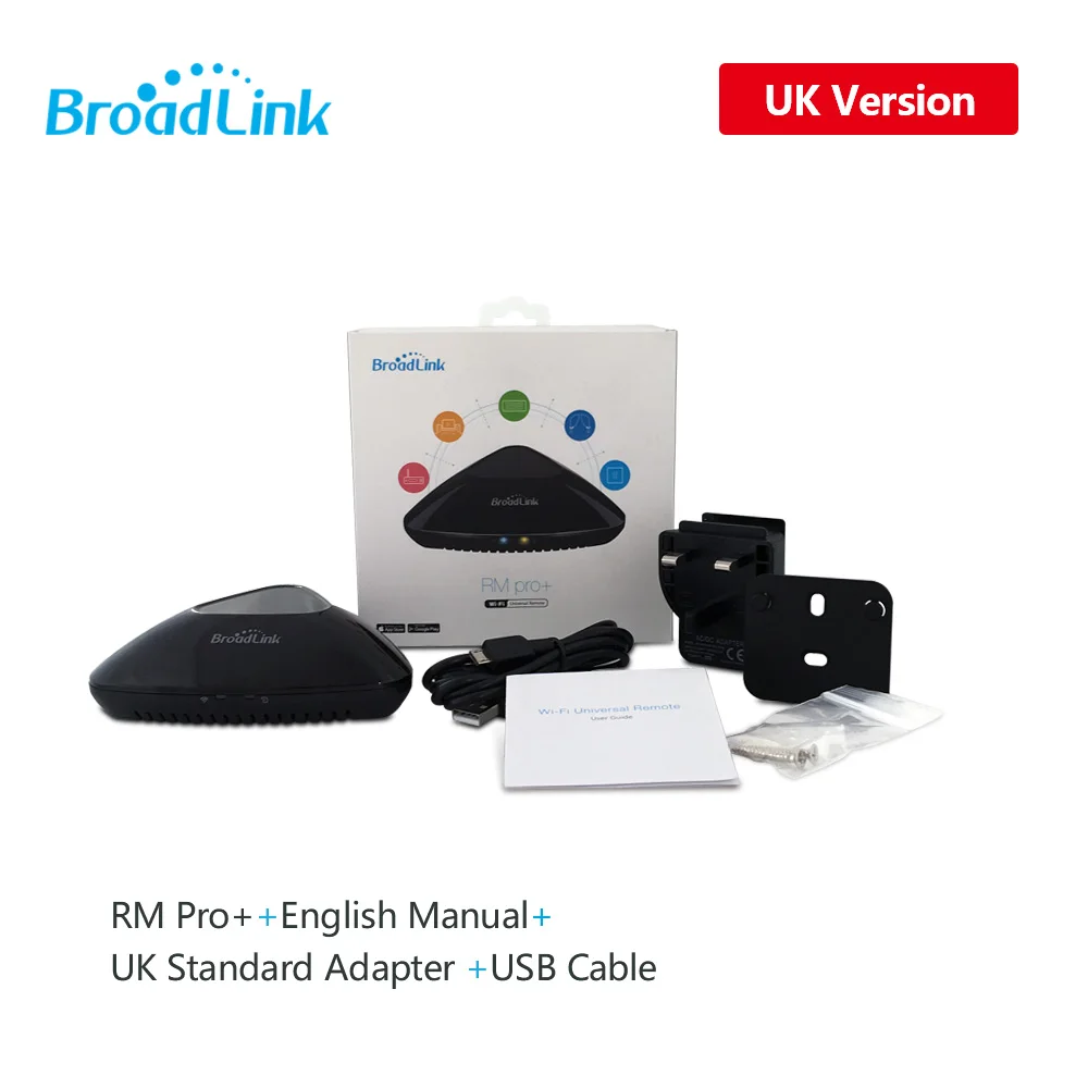 Новая версия Broadlink RM Pro+ умный дом автоматизация умный Универсальный wifi+ IR+ RF переключатель пульт дистанционного управления - Цвет: UK plug RM Pro2019