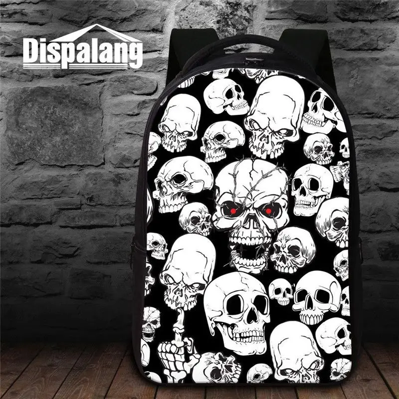 

Dispalang unisex laptop backpacks punk skull head print large capacity men computer backpacks leisure travel school bag mochila