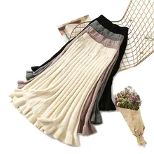 SINGRAIN, зимняя, женский теплая, юбка трикотажная свитер элегантная, вязаная толстая, юбка шерсть длинные юбки