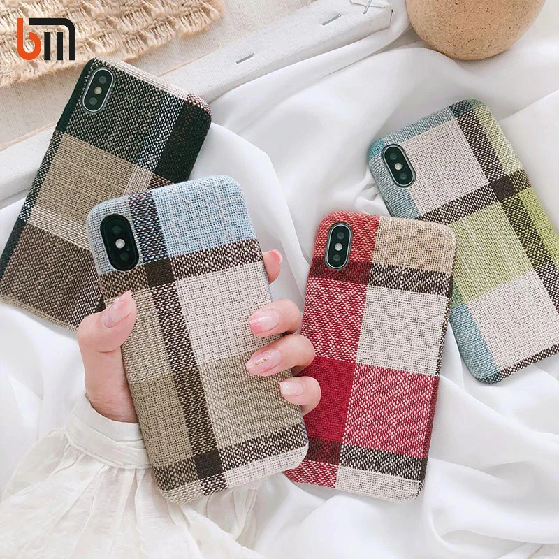 

BlackMix Cloth Texture Soft TPU case For iphone 6 Case Ultra-thin Canvas Back Cover Phone Cases For iphone 6 7 8 Plus X Xs Max