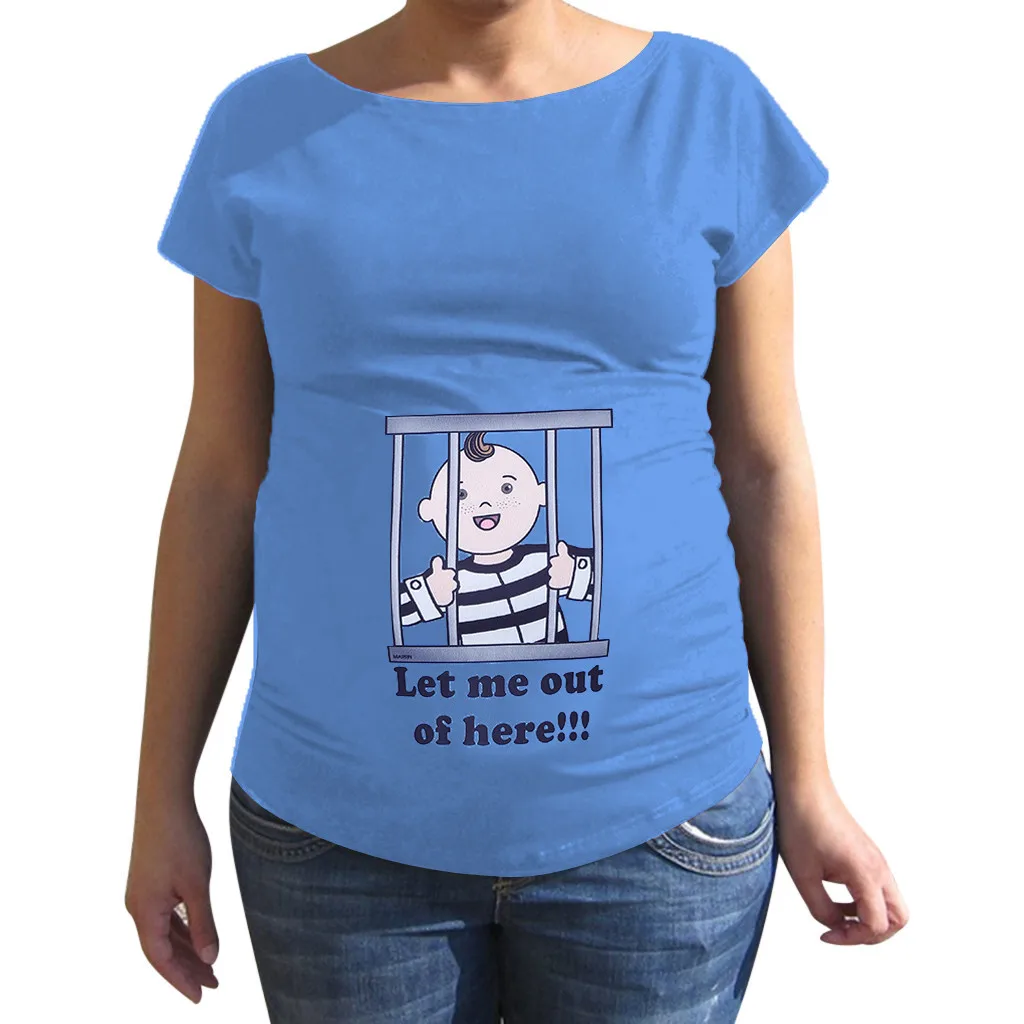 MUQGEW pregnant clothes nursing top Maternity Cute Letter Print Multicolor O-Neck Short Sleeve T-shirt Pregnant Tops hamile