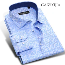 CAIZIYIJIA 100 Хлопковая мужская рубашка с цветочным принтом, роскошная брендовая Повседневная рубашка с длинным рукавом, дизайн, Camisa Masculina, приталенная