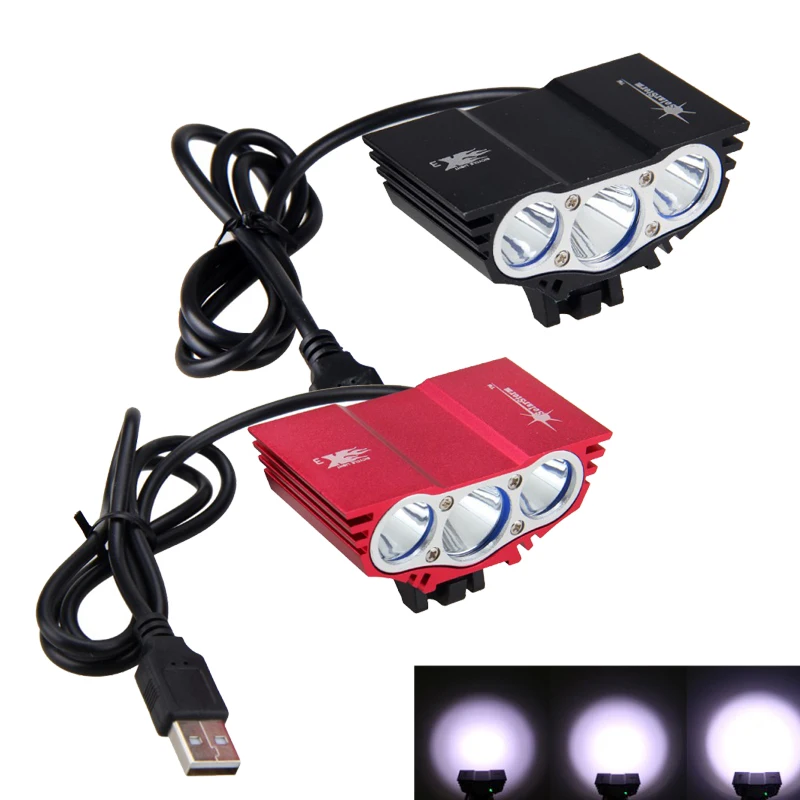 Светодиодный велосипедный налобный фонарь с USB зарядкой 3XT6 светодиодные