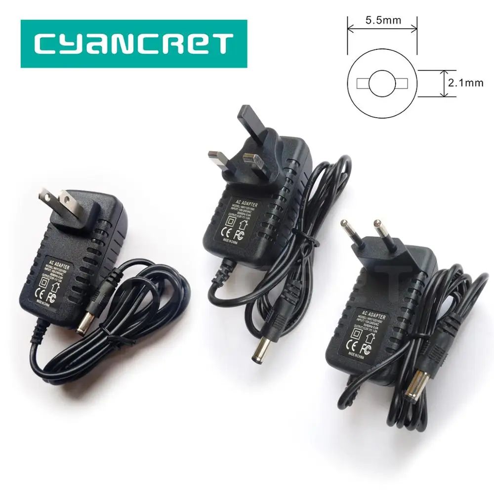 Power Adapter Charger AC 100-240V to DC 12V 1.5A 5.5mm 2.1mm 1M Supply EU Plug US Plug UK Plug Adap