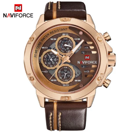 Для Мужчин's Элитный бренд часы NAVIFORCE 24 часовой дата Кожа Кварцевые мужчин