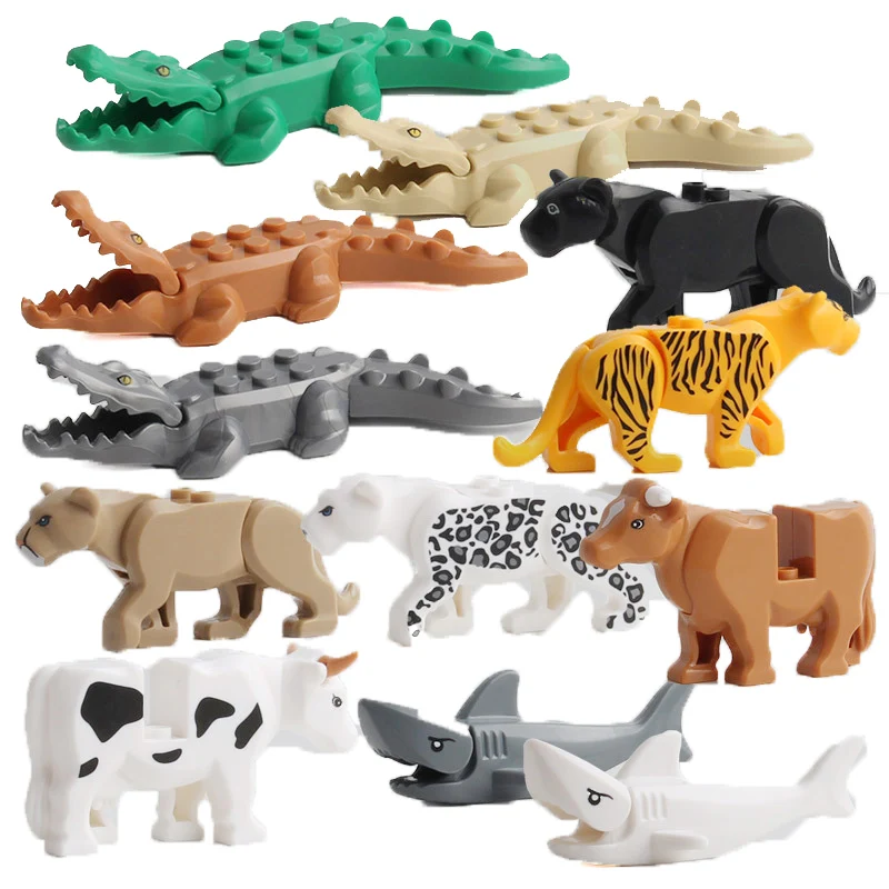 

Single Sale City Animals Blocks Zoon Figure Model Crocodile Shark Cow Toys Accessories Blocks LegoINGlys Children Christmas Gift