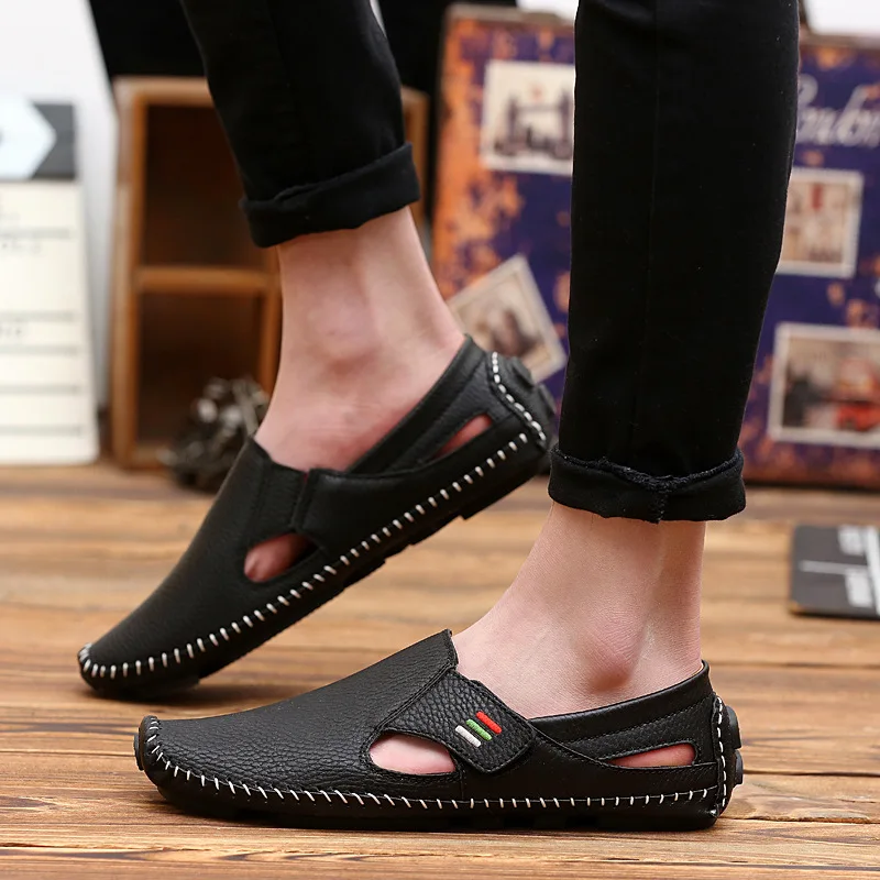 

New Men's Bean Shoes, Bundled Head, Flat Bottom, Half-slippers, Business Leisure Shoes, Men's Shoes, 2019