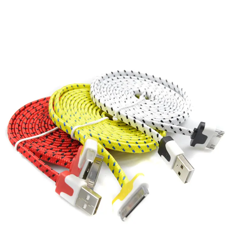 1M2M3M Mobile Phone Cables Braided Flat 30 pin USB Data Sync Charging