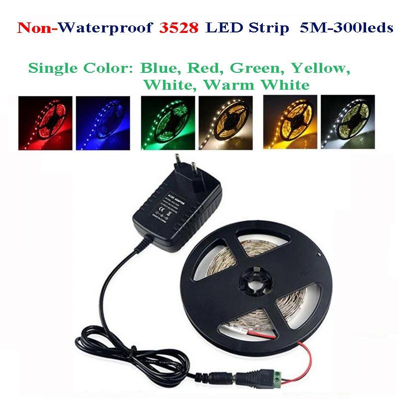 

5M 300Leds Single Color Led Strip Light 3528 Non-waterproof DC12V 60Leds/M Flexible Lighting Home Decoration Lamp