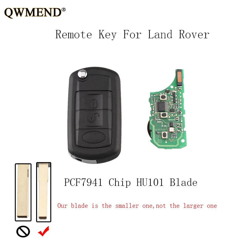 

QWMEND 5pcs*3BT 433Mhz Car Complete Remote key Fob For Land Rover Discovery 3 LR3 Flip Car Keys with PCF7941 chip&HU101 Blade