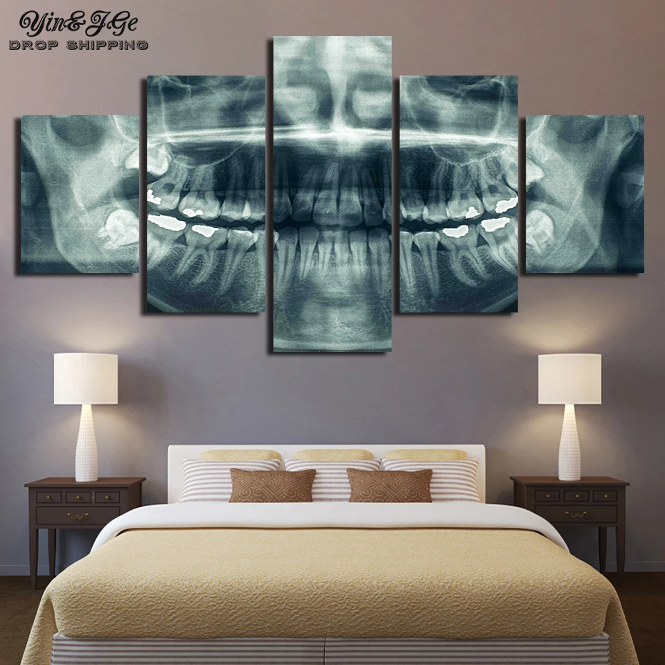 

Modular Wall Abstract Canvas Pictures 5 Pieces Dental Abstract Poster Painting Prints Modern Home Decor Living Room Frameworks
