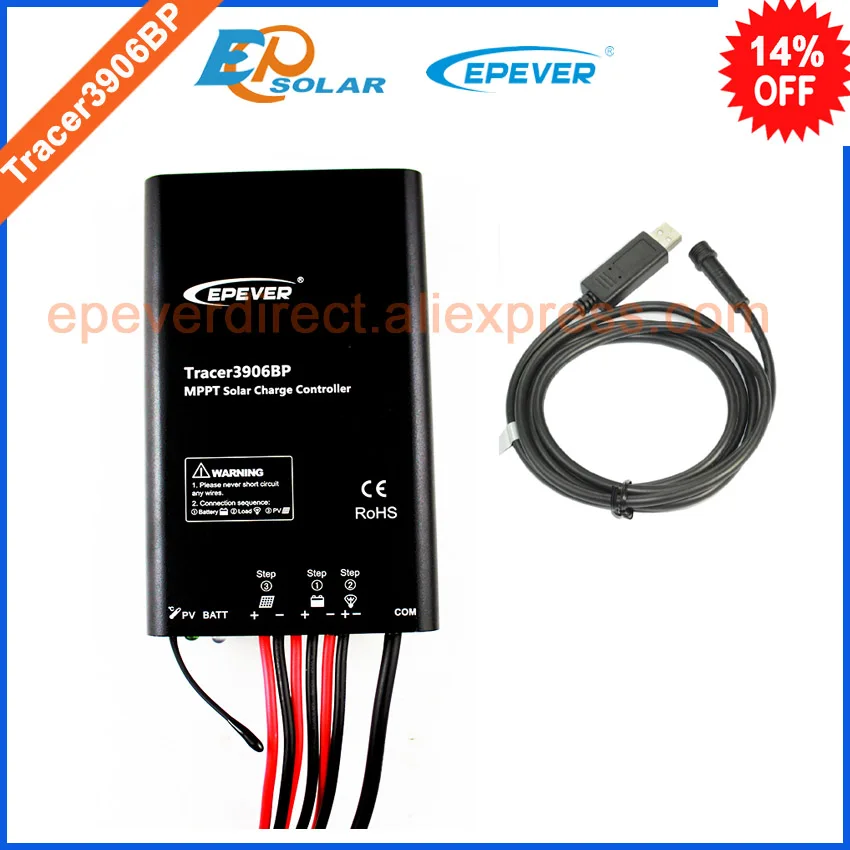 

15A 15amp solar battery controller 12v 24v auto work Tracer3906BP with MT50 remote meter EPSolar brand