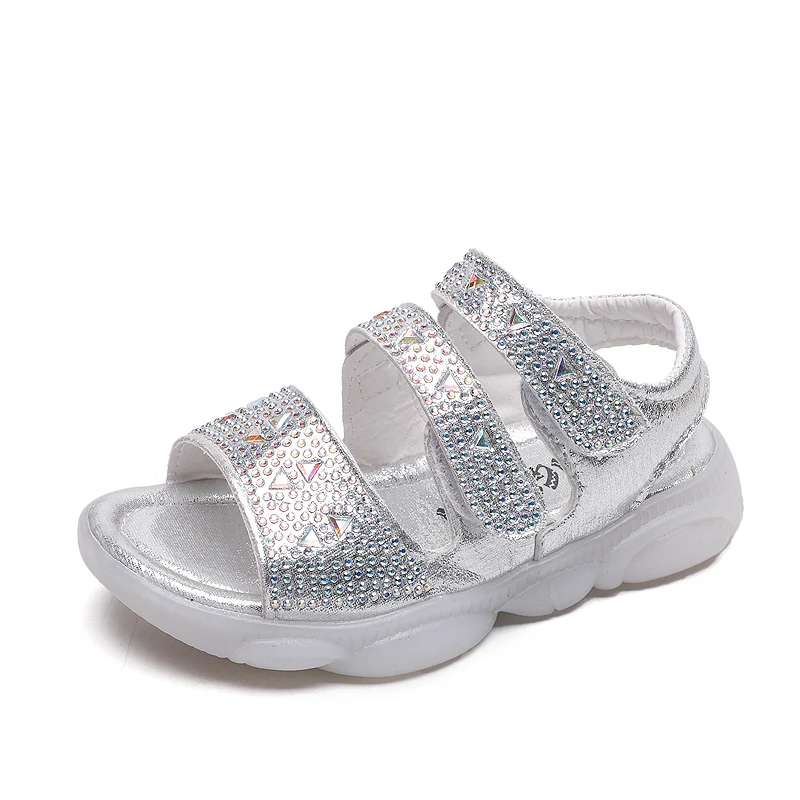 

Toddler Shoes Girls Sandals Summer Bear Thick Bottom Crystal Decoration Soft Bottom Beach Princess Sandals