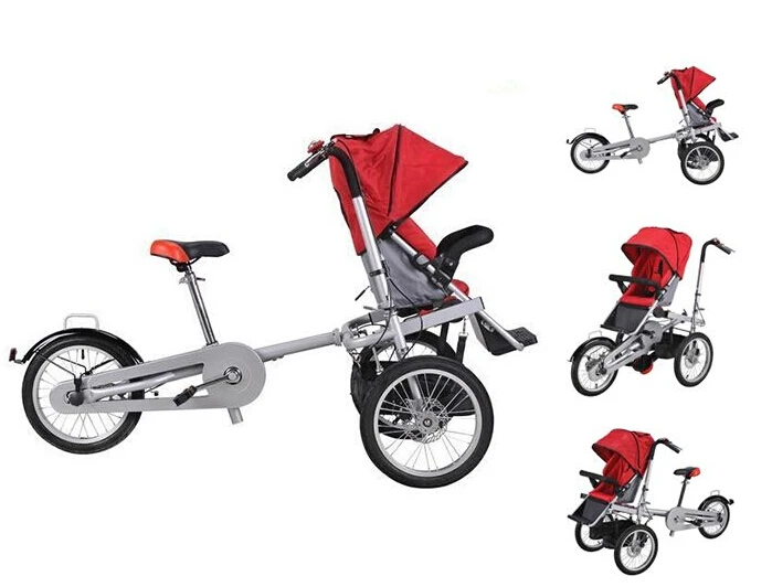 3 Wheels 16" Pushchair 16inch Folding Mother Baby Stroller Bike Carrier