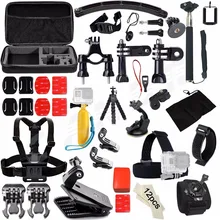Action Camera Accessories Set Kit for Gopro hero 4 5 Chest Clamp Hand Mount Large Bag Car Adapter For Go pro SJCAM SJ4000 48