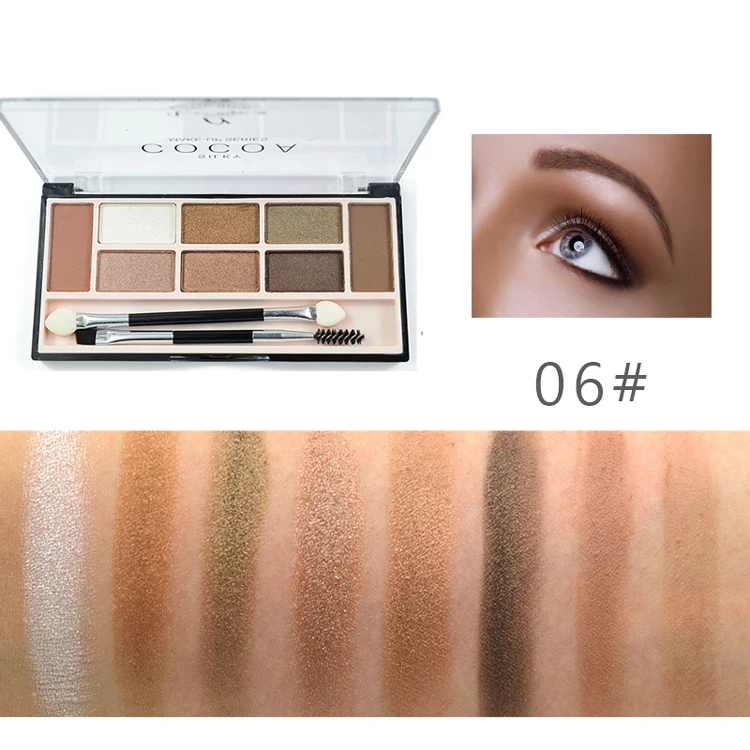 LOVE ALPHA 6 Color Eye Shadow + 2 Color Eyebrow Powder Glitter Matte Professional Makeup Palette With Makeup Brushes & Tools