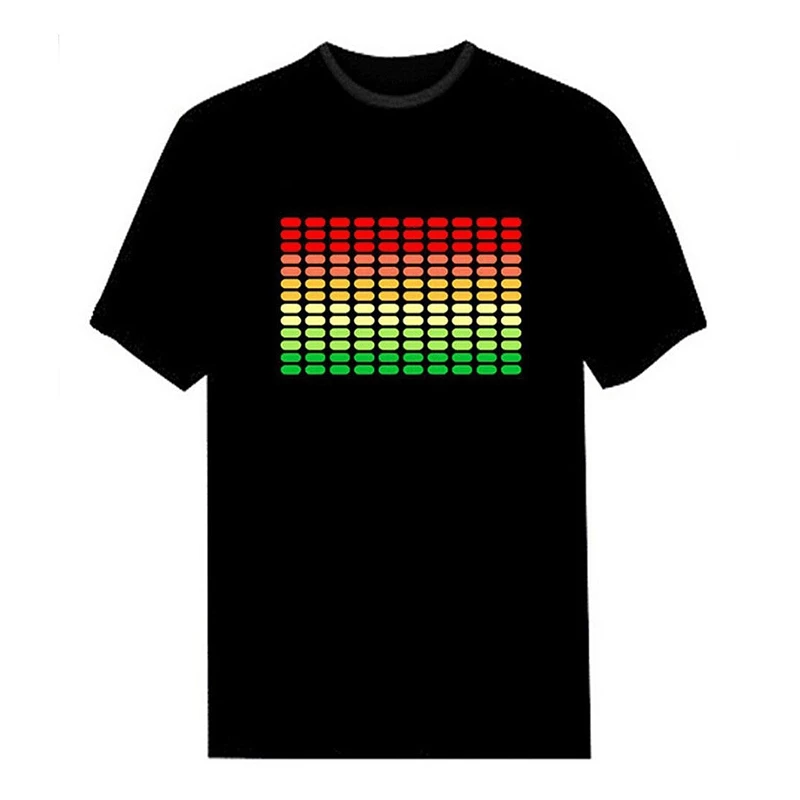 

Men Sound Activated Led T-Shirt Light Up Flashing Rock Disco Equalizer Short Sleeve Led T Shirt