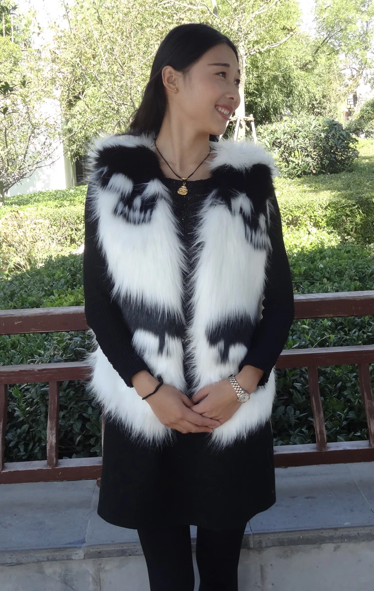 Женский демисезонный Меховой жилет с черепами Повседневный женский меховой V