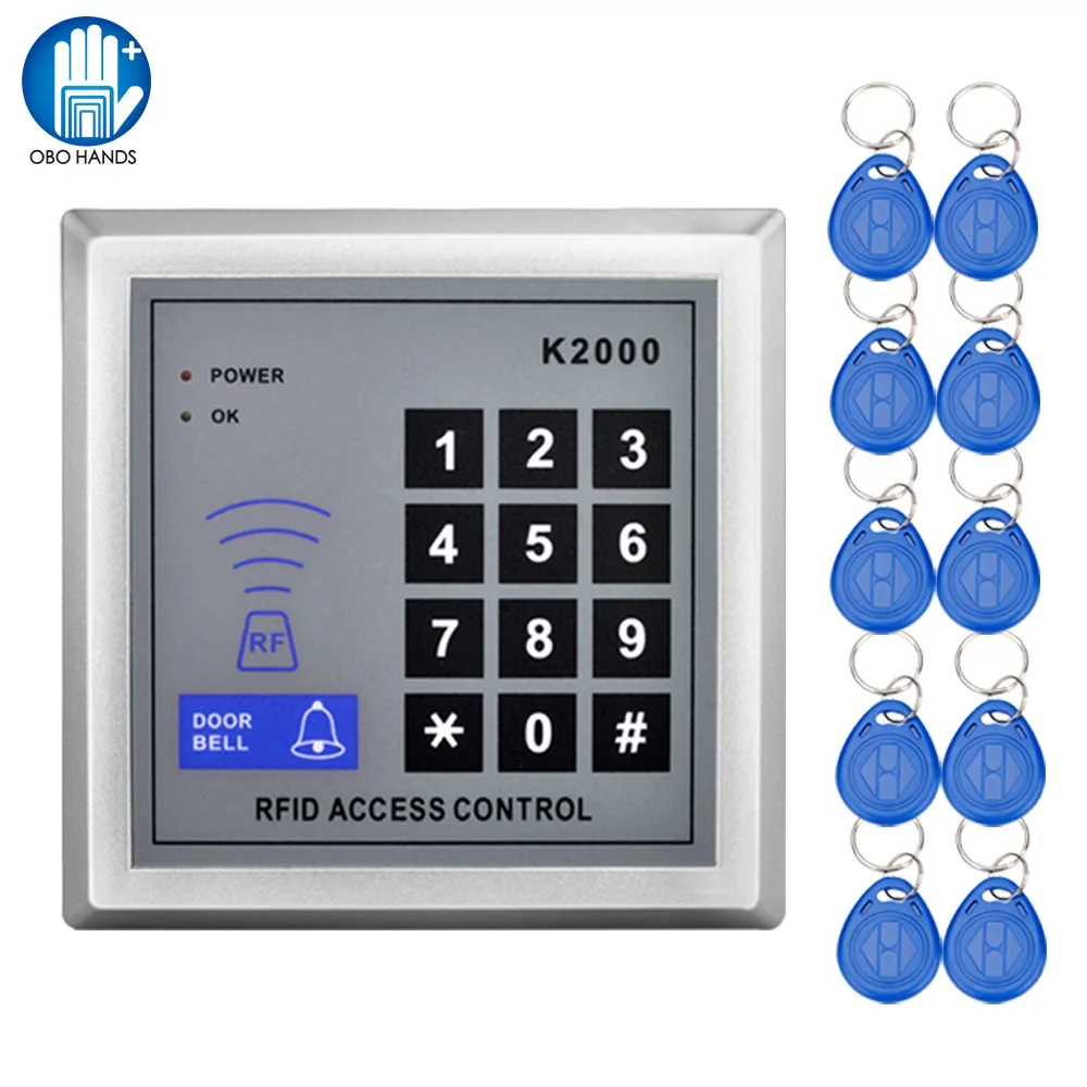 

Door Access Control Keypad 125KHz RFID ID Cards Proximity Reader with 10 Keyfobs for Home Offices Security System