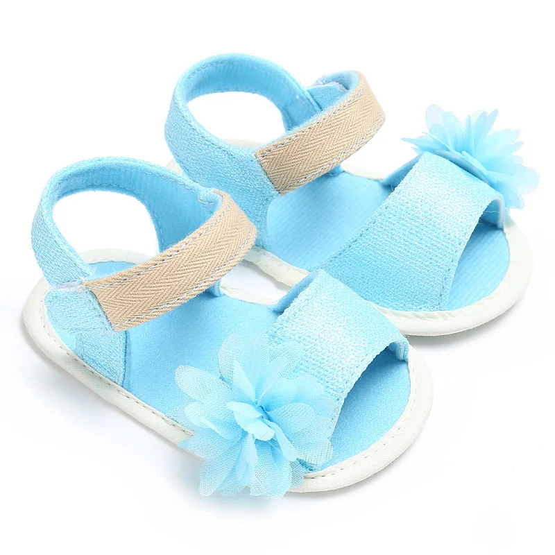 Летние модельные туфли для новорожденных девочек; новые хлопковые детские сандалии; детские мокасины с цветочным рисунком; нескользящие