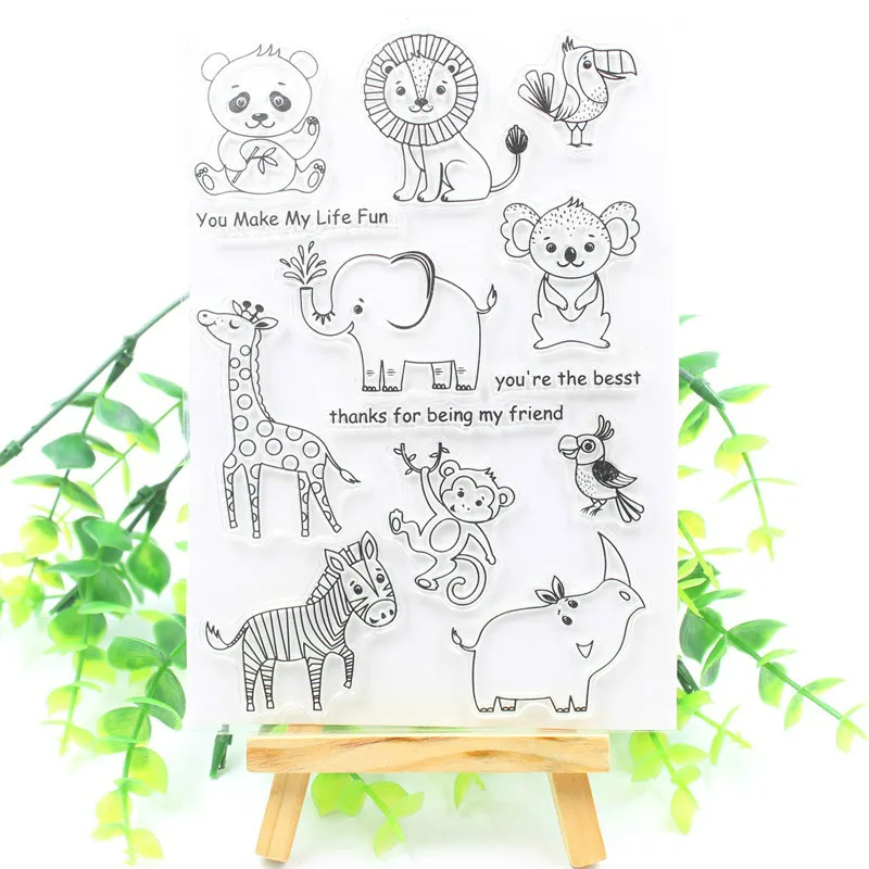 Safari Животные прозрачный силиконовый штампы для DIY Скрапбукинг/карты/Дети весело украшения поставки