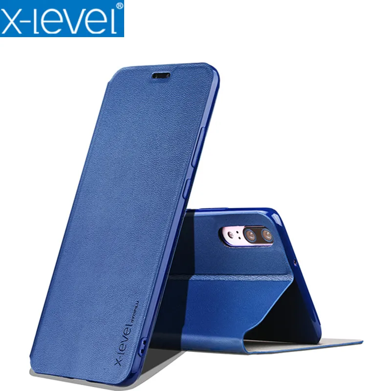 Кожаный чехол книжка X Level для телефона Huawei P20 полностью защищающий в стиле ретро