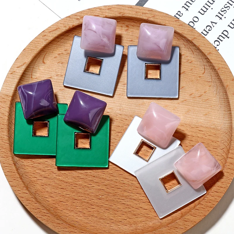 

Square Acrylic Party Gift For Ladies Girls For Women Dangle Earrings Drop Earrings New Trendy Big Circle Statement Jewelry