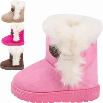 

JGVIKOTO Winter Baby Boys And Girls Shoes Kids New Fashion Snow Boots Warm Cotton Thick Buckle Strap Shoes Children Soft Boots