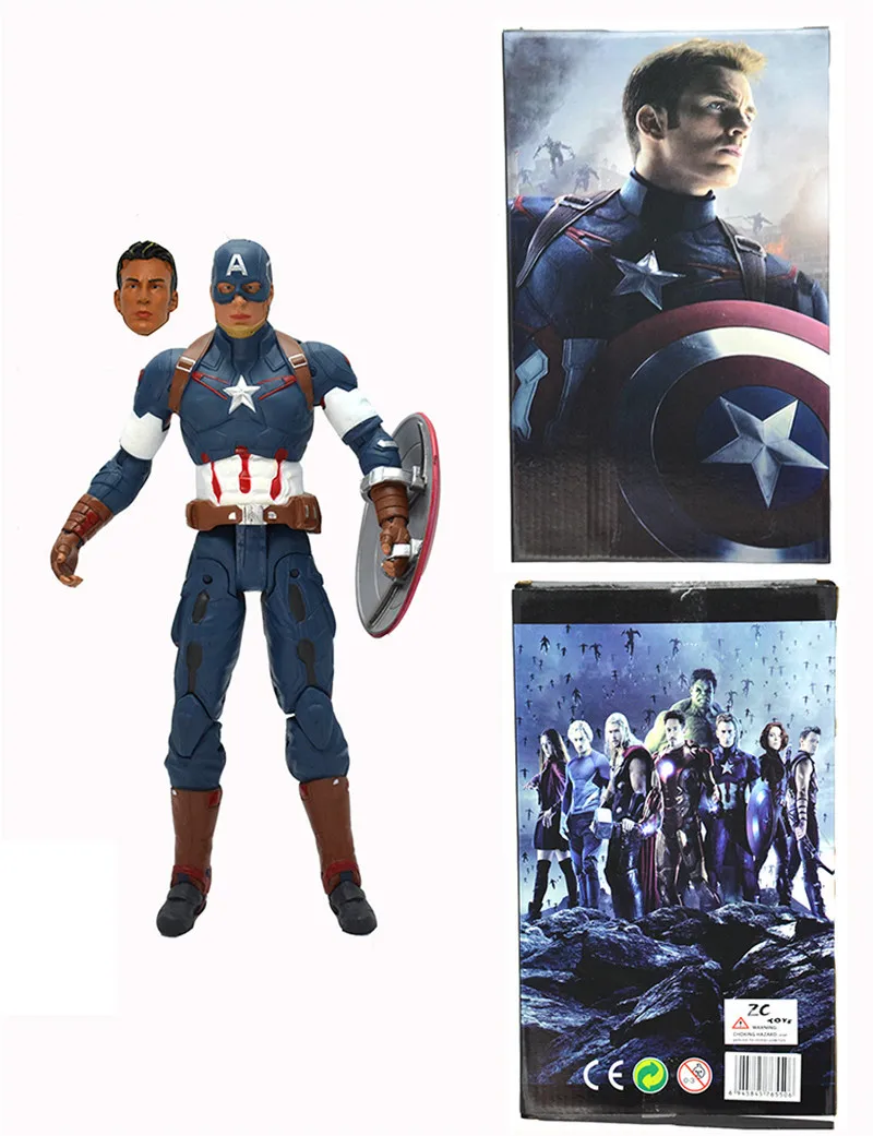 

21cm Marvel Anime The Avengers Action Figures Captain America Garage Kits Joints Can Be Moved With Beautiful gift Box For Fans