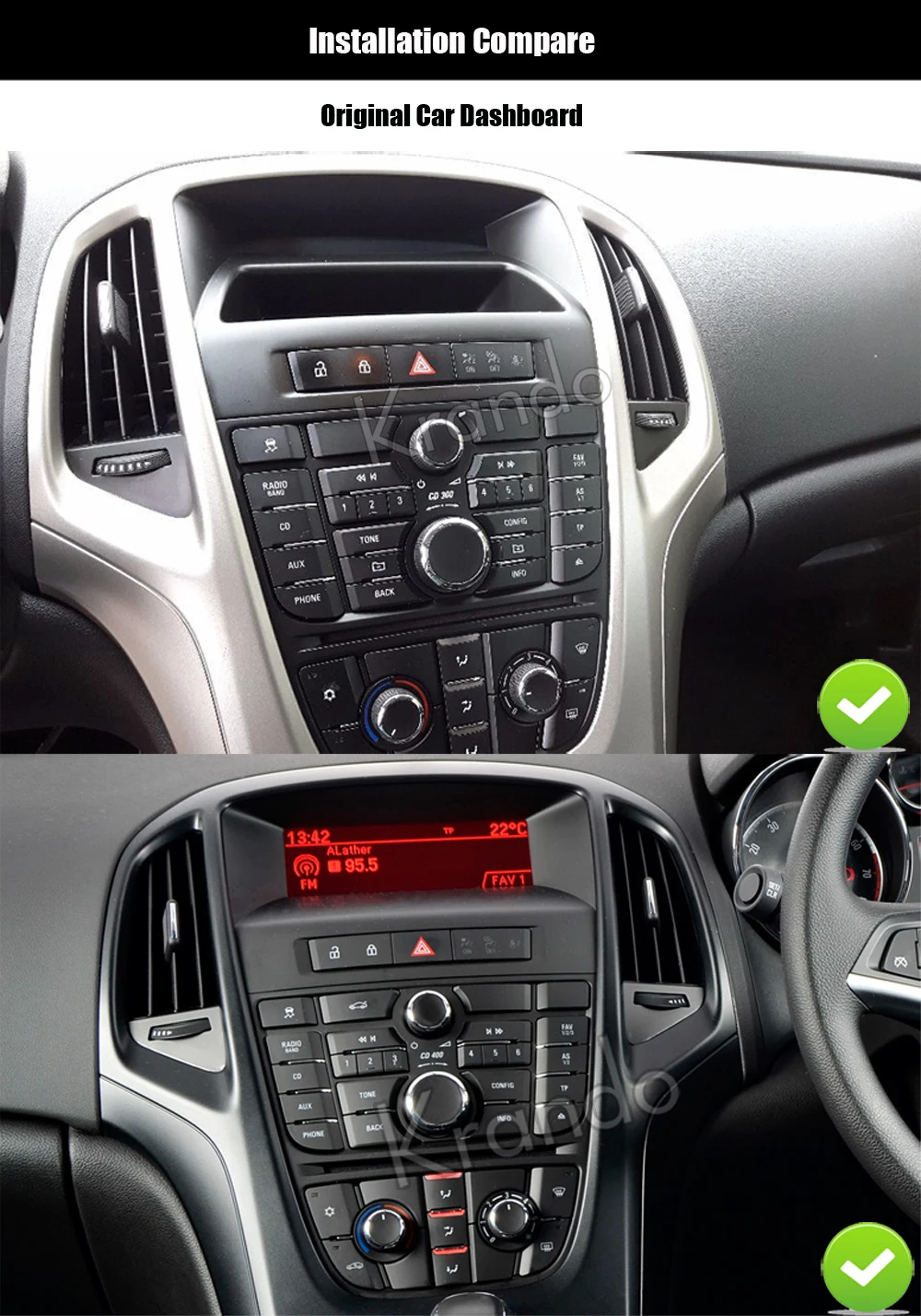 Excellent Krando 7" Android 8.0 car  audio radio navigation multimedia system for Opel Astra J 2010-2013 gps player bluetooth WIFI 3G DAB+ 4