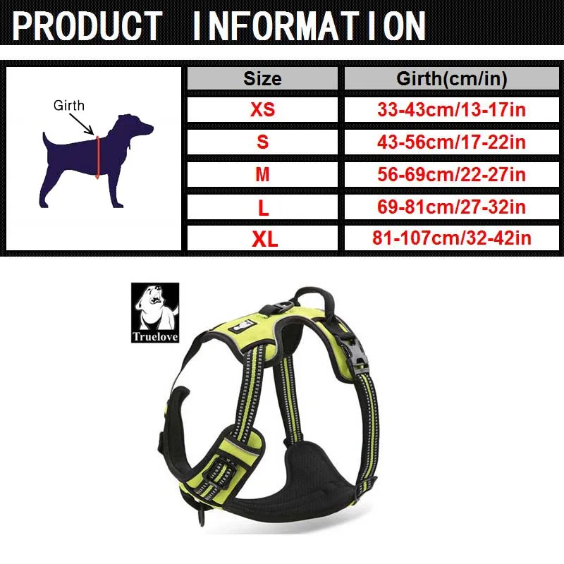 Truelove передний диапазон Светоотражающий нейлон большой Поводок для собак без тяги мягкие регулируемые ремни сбруя-жилет для собак домашних животных Бульдог