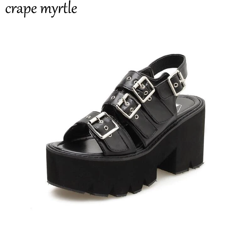 platform shoes gladiator sandals women summer shoes ankle strap heels sandales femmes strass women chunky sandals shoes YMA806