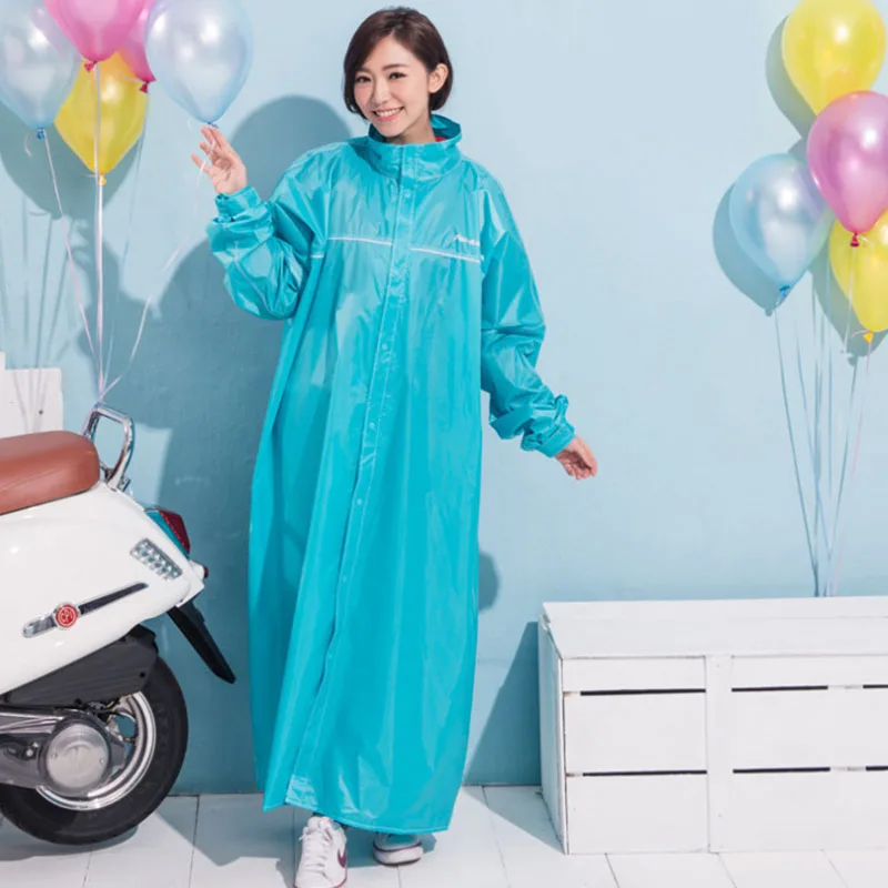 DINIWELL Long PVC Women Raincoat Clear Blue Camping Waterproof Rainwear
