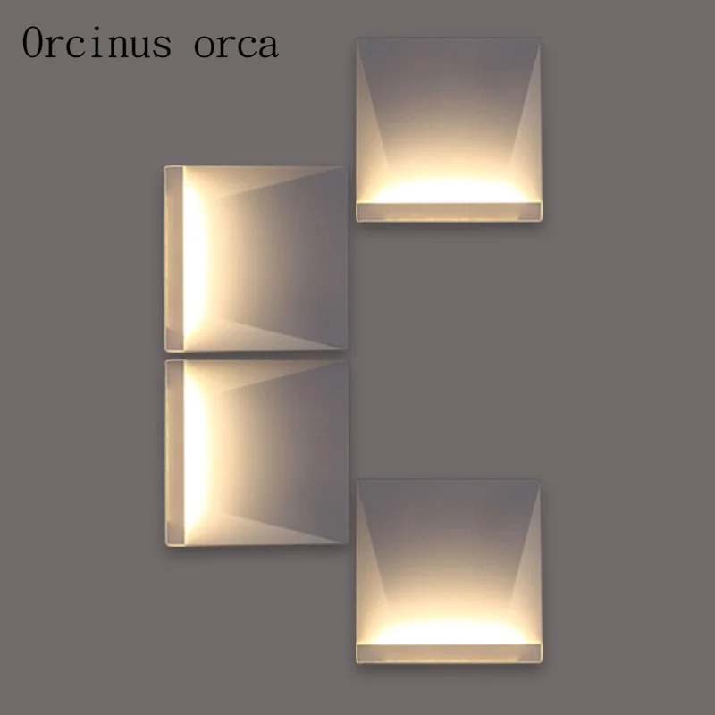 

Nordic post-modern minimalist LED square shaped wall lamp living room stairs bedroom creative art, wall lamp free shipping