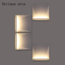 

Nordic post-modern minimalist LED square shaped wall lamp living room stairs bedroom creative art, wall lamp free shipping