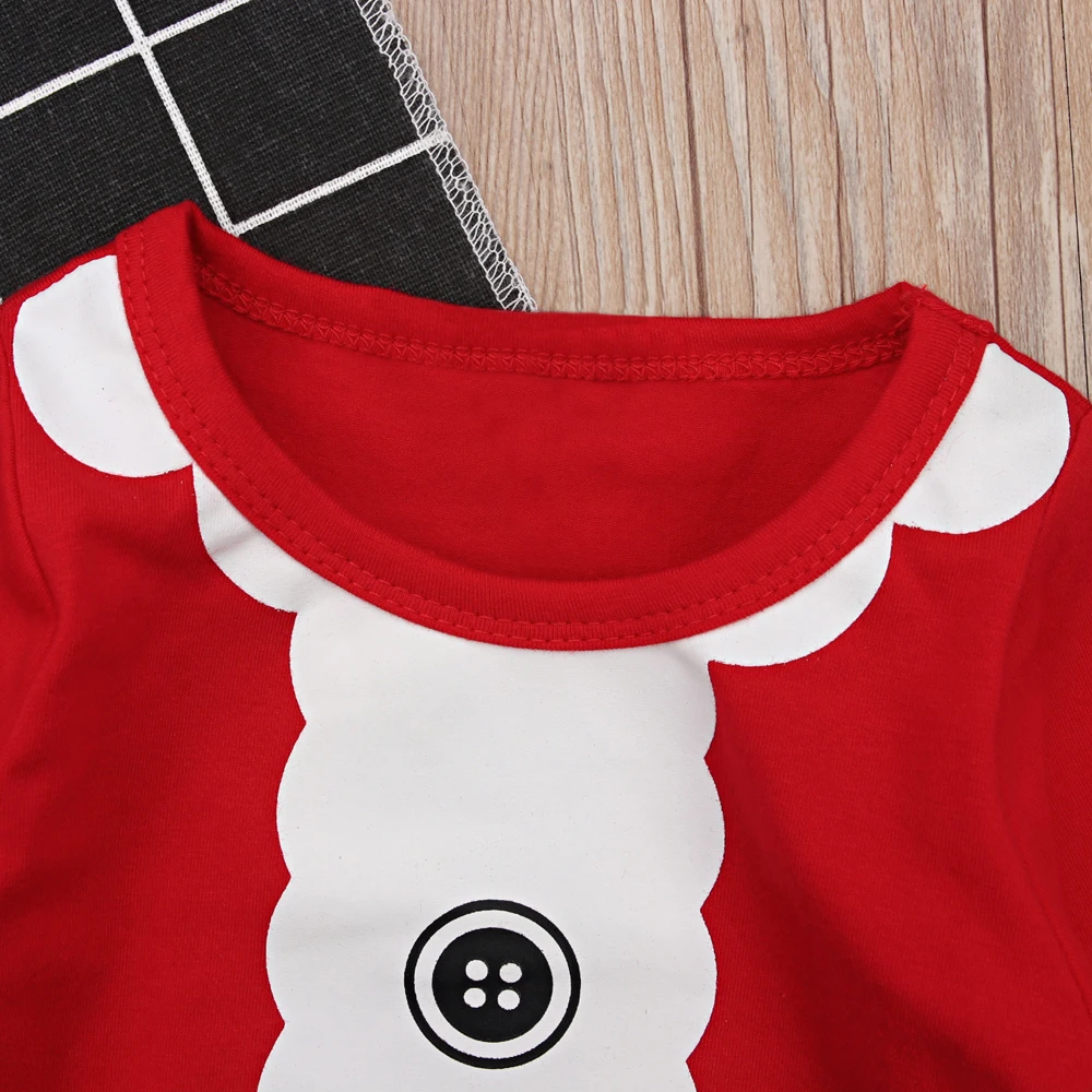 Детская Рождественская футболка из 2 предметов для маленьких девочек топы+ штаны, детская одежда комплект рождественской одежды для маленьких мальчиков и девочек