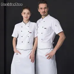 Лето 2019 г. японской кухни Ресторан шеф повар униформы с короткими рукавами кимоно спецодежды костюмы еда услуги кухня комбинезоны