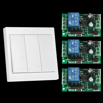 

433Mhz Universal Wireless Remote Control Switch AC 110V 220V 1CH Relay Receiver and 433 Mhz Wall Panel Remote RF Transmitter