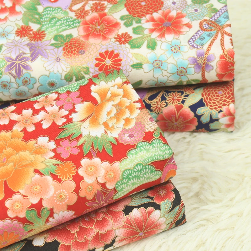 Полуярд импортный мягкий ветерок японский позолоченный принт ткань, ручной работы DIY одеяло одежды кукла ткань CR-997