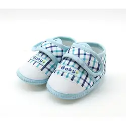 Мягкая подошва пинетки хлопок детская обувь для новорожденных девочек и мальчиков плед первые ходоки малышей Prewalker Размеры 11, 12 13