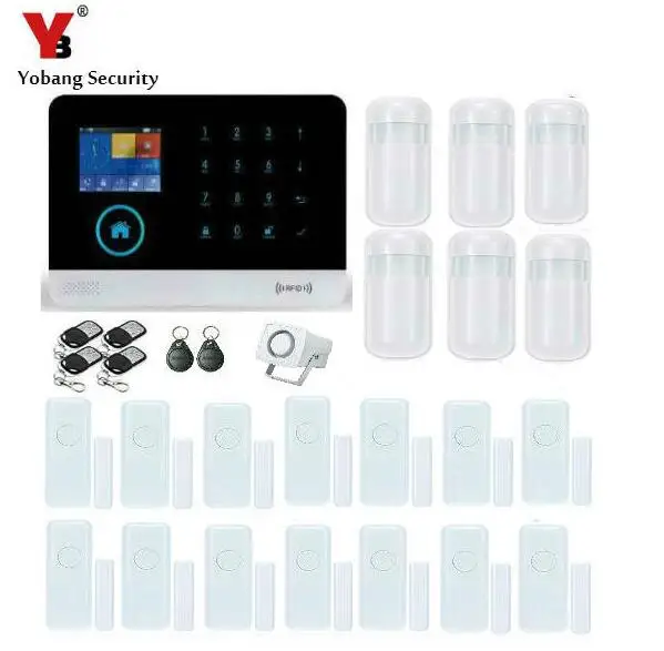 

YoBang Security Wireless Home GPRS WIFI 3G Alarm System Touch Keyboard Panic Alarm WCDMA/CDMA Alert SMS IOS Android APP 433MHZ