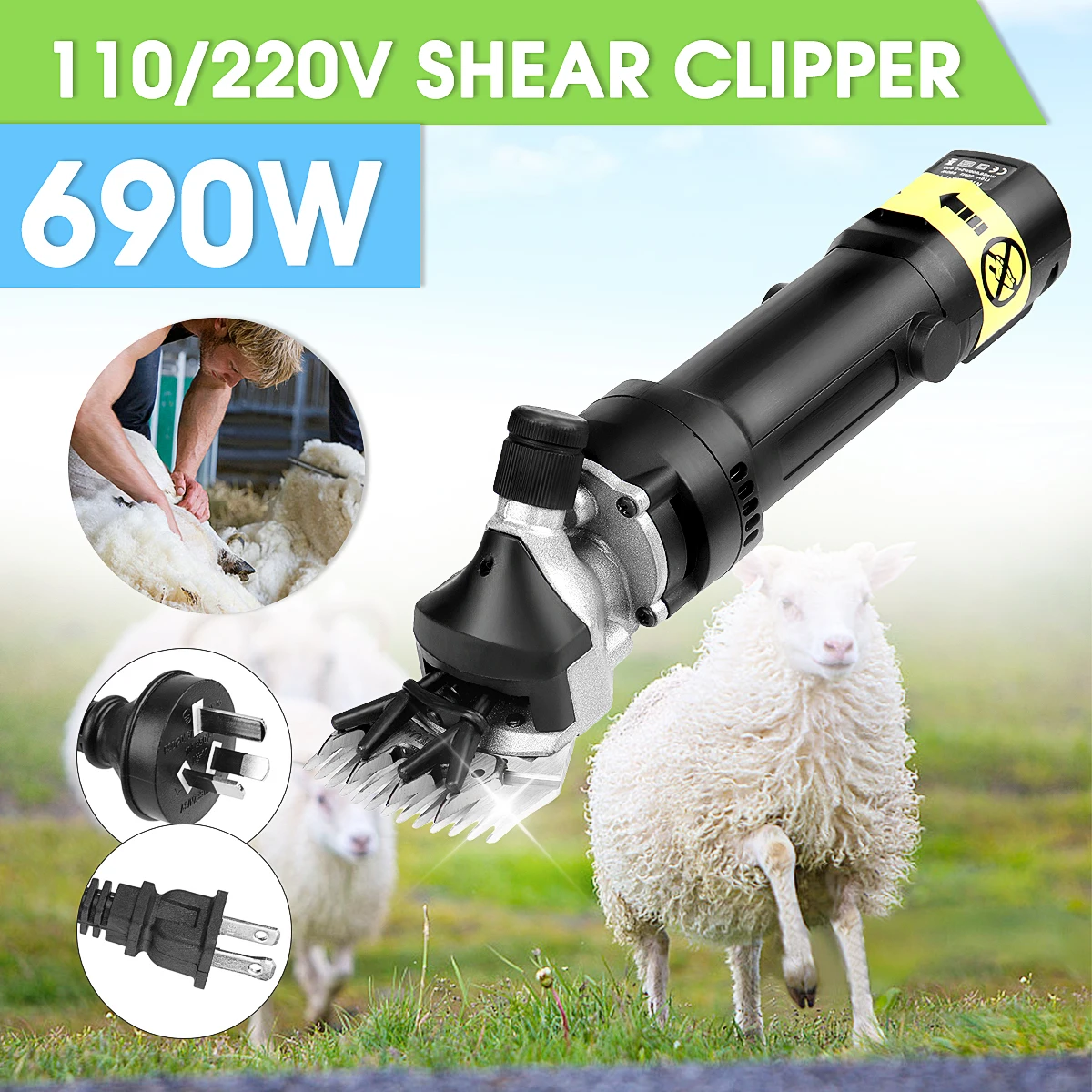 

Doersupp A Set Aluminum AU/US Plug 110V/220V 690W Electric Sheep Shearing Clipper Scissors Shears Cutter Goat Clipper Machines